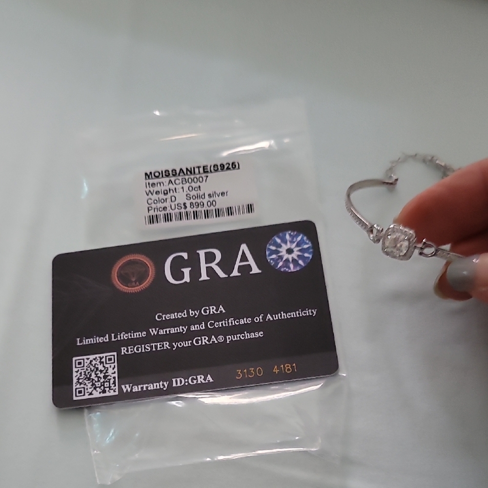Silver Bracelet with Clear Stone by GRA